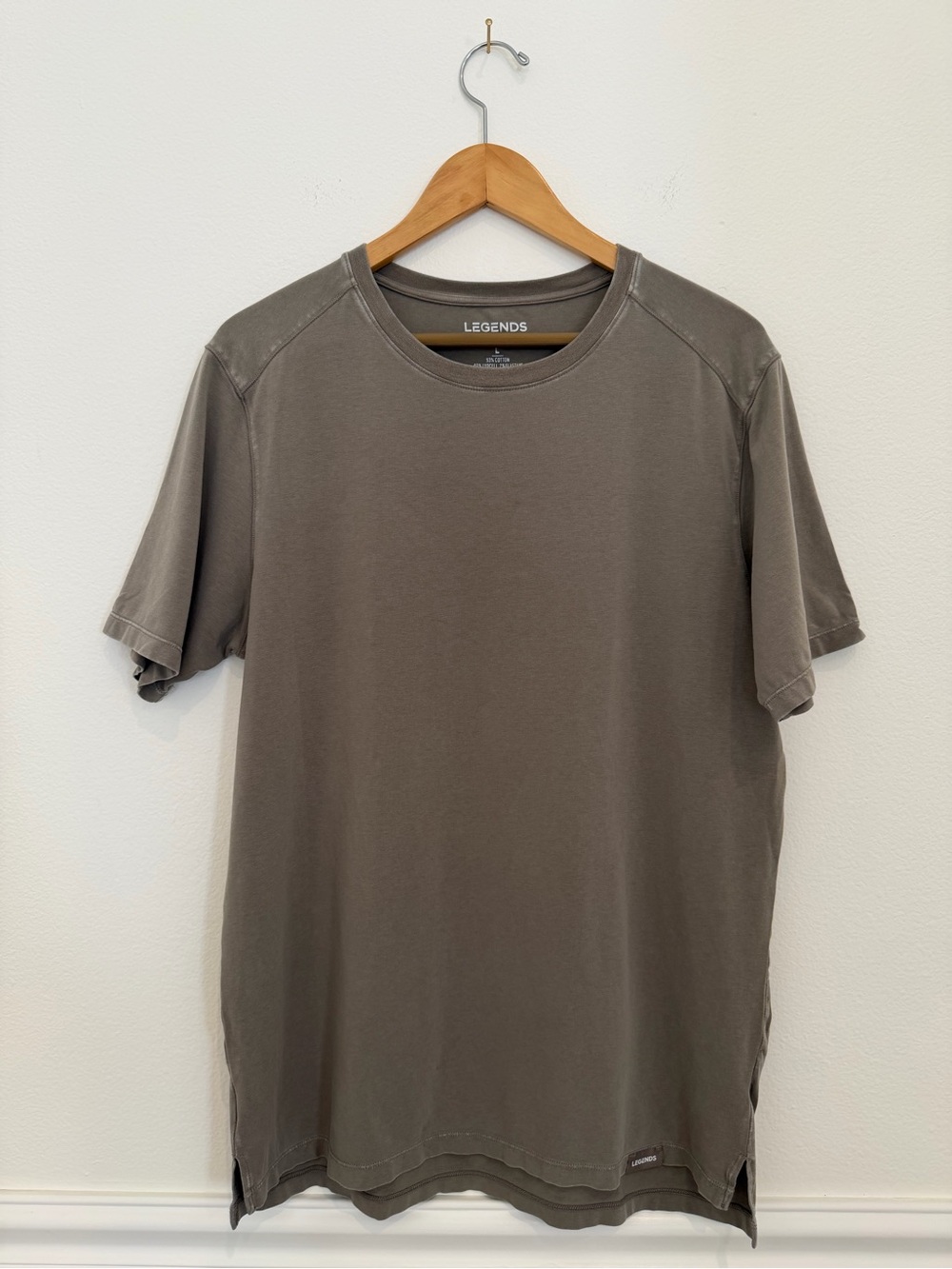Legends Aviation Tee Mens L Brown Gray Cloud+ Stretch Split Hem T Shirt